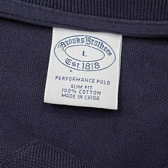 Brooks Brothers 1818 Navy Performance Polo Slim Fit Embroidered Logo Sz Large - Picture 8 of 9